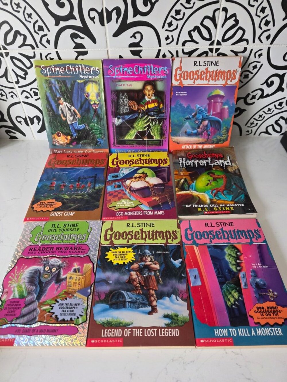Goosebumps & SpineChillers 9 Book Lot R.L. Stine Vintage 90s Horror Books
